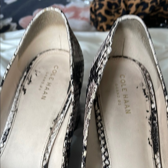 Cole Haan Brown Beige block heel Snakeskin Texture and Gold-Toned Embellishment - Picture 11 of 11